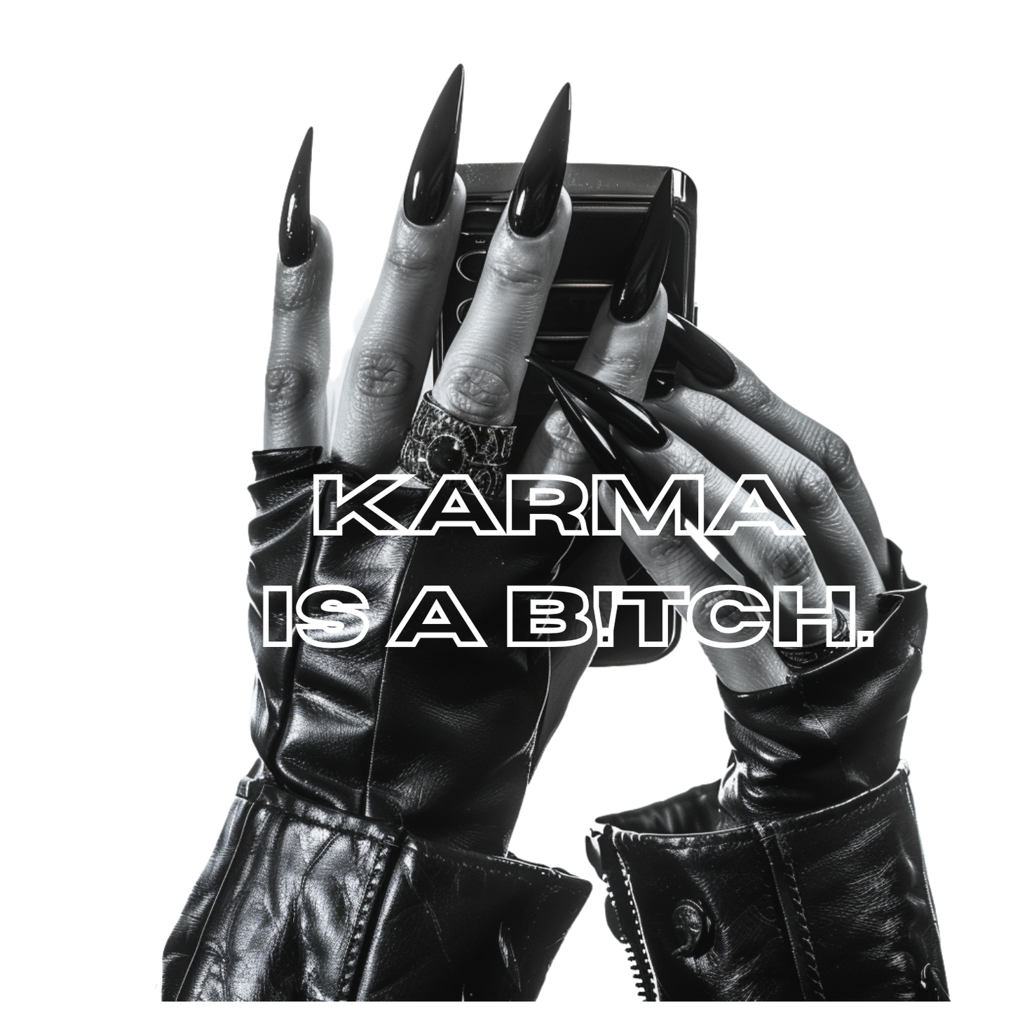 Maro Wilde "Karma Is A B!tch" Muscle Tank Top - White