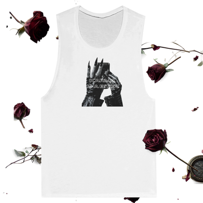 Maro Wilde "Karma Is A B!tch" Muscle Tank Top - White
