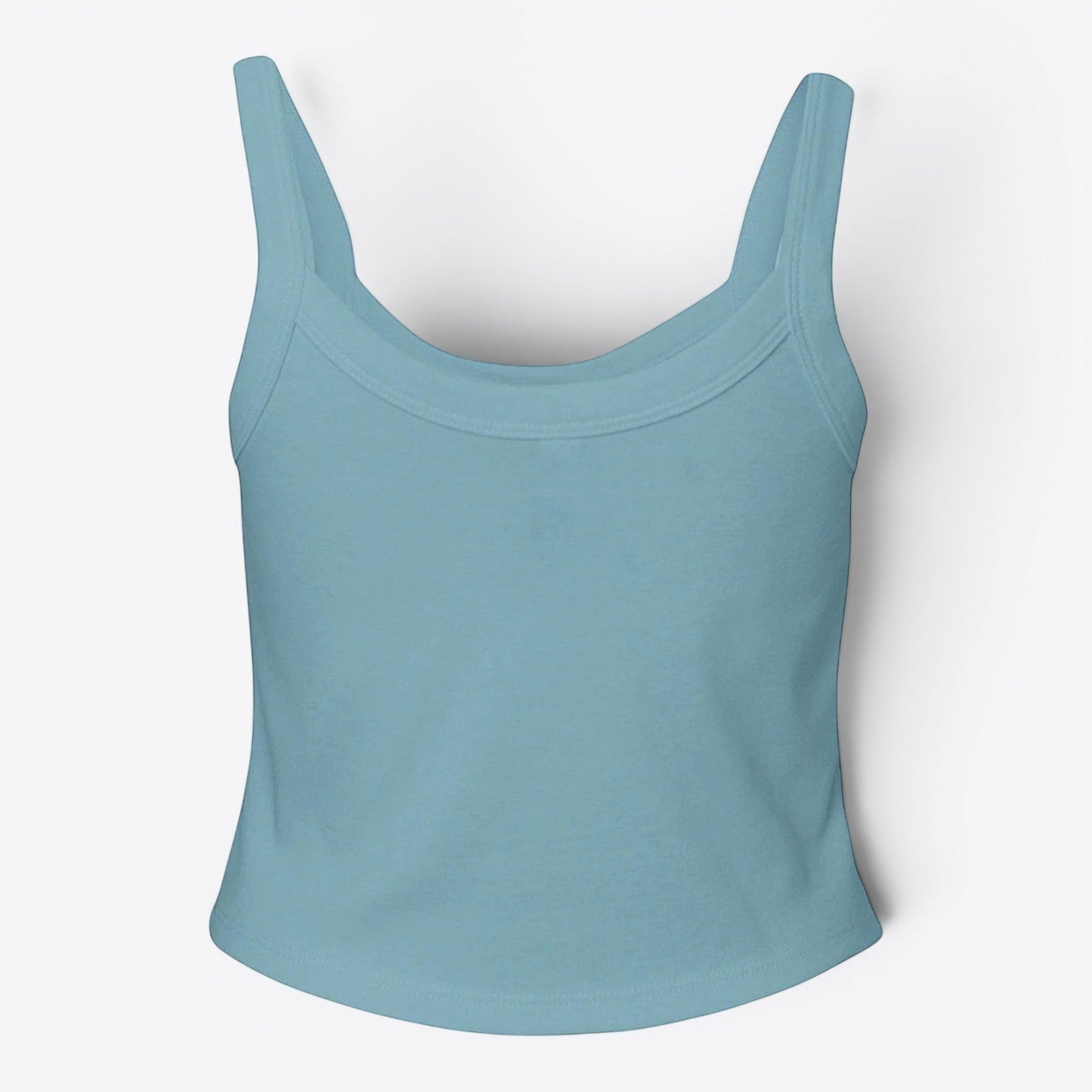 Maro Wilde light blue ribbed cotton blend fitted crop tank top with wide straps and scoop neckline.