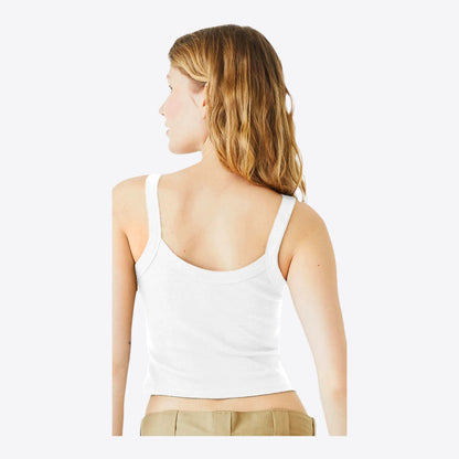 Maro Wilde white micro-rib fitted crop top with tank straps, made from sustainable materials.